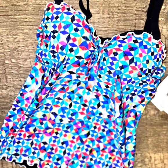 Profile by Gottex Lettuce Ruffle Sweetheart Tankini Top Swimsuit 34D Swimwear | - Picture 7 of 8